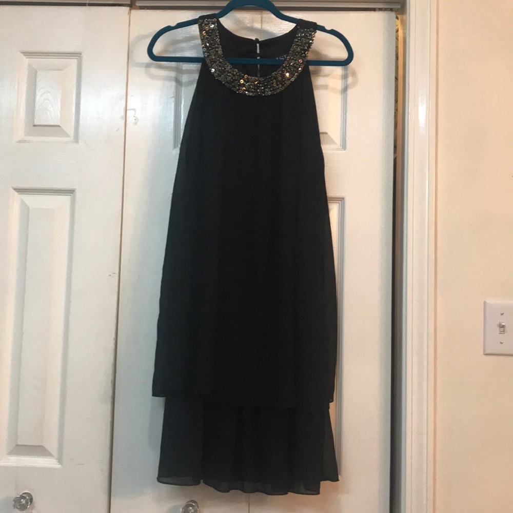 Black beaded neck dress